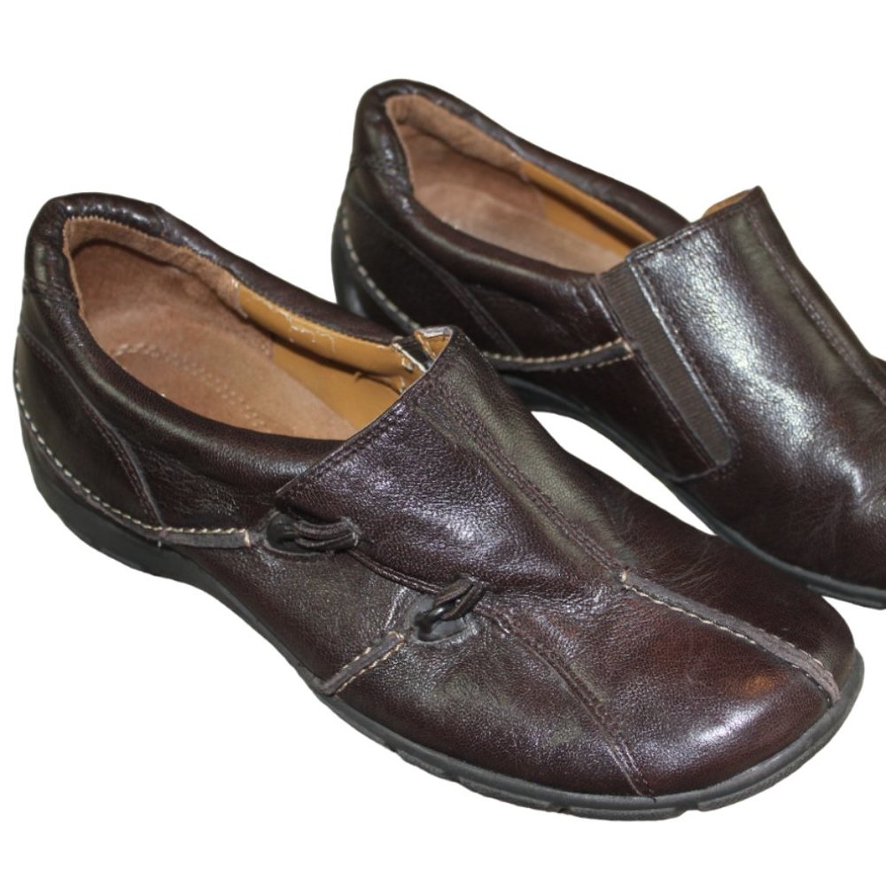 Naturalizer Veneto Brown Leather Slip On Loafer Flats Women Shoe Size 7M 7 FLAWS